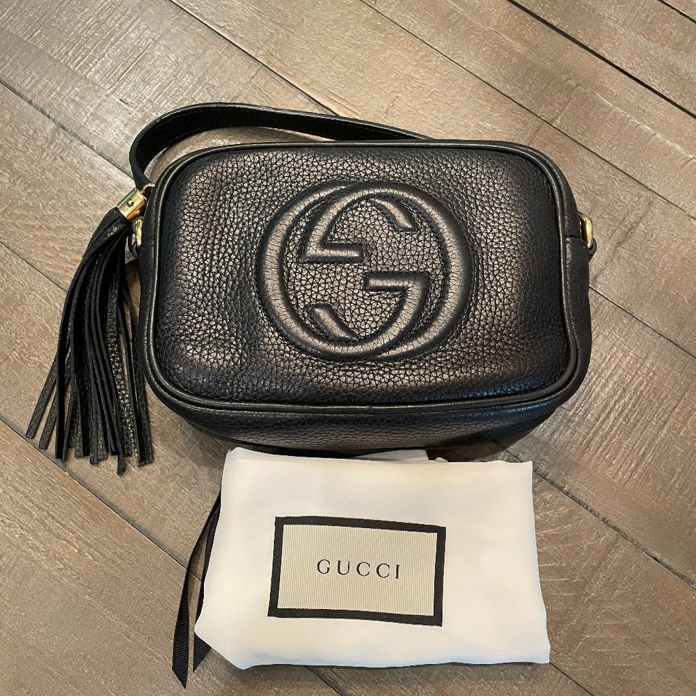 GUCCI small black SOHO leather "camera bag" GUARANTEED AUTHENTIC